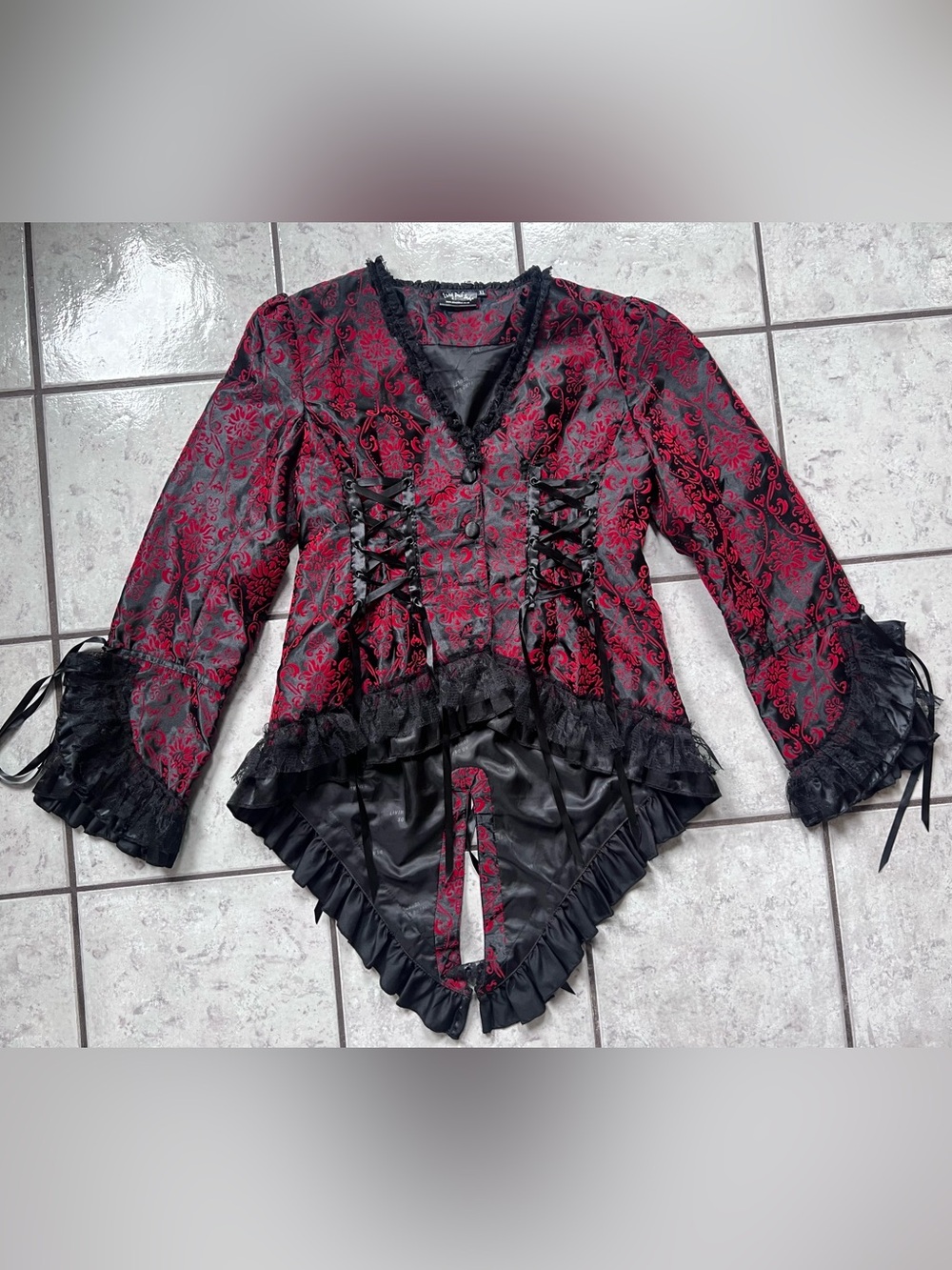 Living Dead Souls Victorian Red & Black Corset Jacket XL